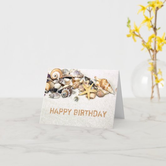 Seashells Happy Birthday Kaart (Gele Bloem)