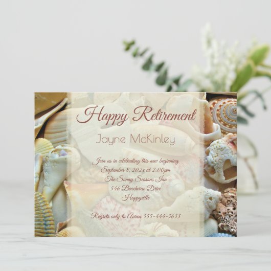  Seashells Happy Retirement Party nodigt uit Kaart (Staand voorkant)