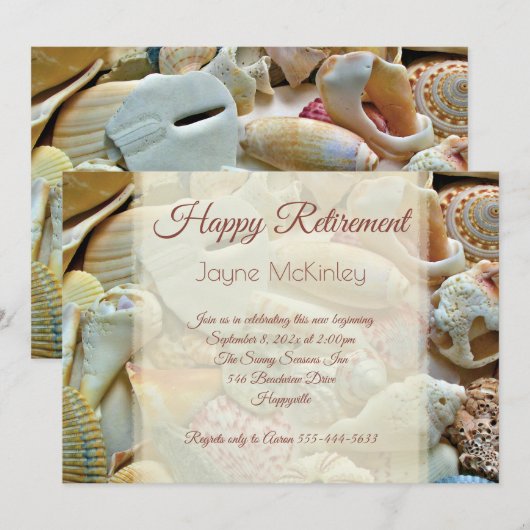  Seashells Happy Retirement Party nodigt uit Kaart (Voorkant / Achterkant)