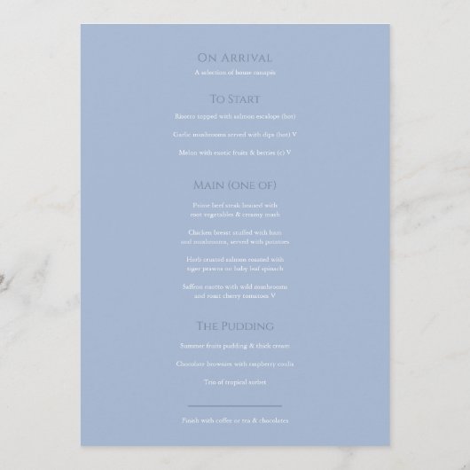 Seashells hart monogram waterverf bruiloft blauw menu (Achterkant)