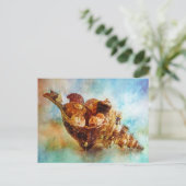 Seashells in een Waterverf van de Horse Conch Briefkaart (Staand voorkant)