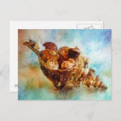 Seashells in een Waterverf van de Horse Conch Briefkaart (Voorkant / Achterkant)