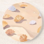 Seashells in the Sand | Beach Ocean Watercolor Zandsteen Onderzetter (Voorkant)