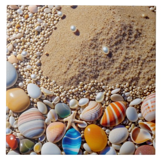 Seashells keramische tegel tegeltje (Voorkant)