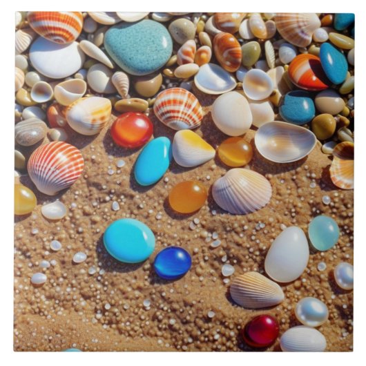 Seashells keramische tegel tegeltje (Voorkant)