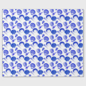 Seashells - kobalt blauw op een witte achtergrond cadeaupapier (Vlak)