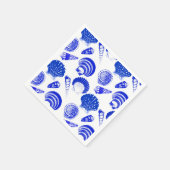 Seashells - kobalt blauw op een witte achtergrond servetten (Hoek)