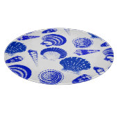 Seashells - kobalt blauw op een witte achtergrond snijplank (Hoek)