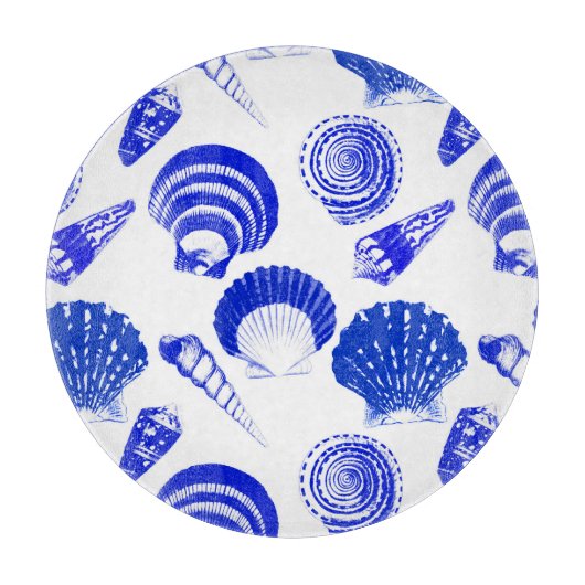Seashells - kobalt blauw op een witte achtergrond snijplank (Voorkant)