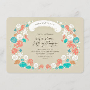 Seashells krans strand save the date KAARTEN