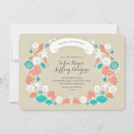 Seashells krans strand save the date KAARTEN