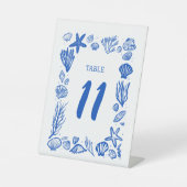 Seashells Lijst Beach Trouwtafel NUMMER Reclamebord Met Voetstuk (Voorkant)