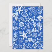 Seashells Lijst Beach Wedding Blue CUSTOM Kaart (Achterkant)