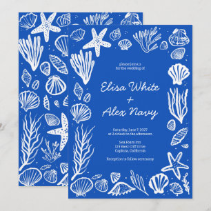 Seashells Lijst Beach Wedding Blue CUSTOM Kaart