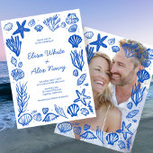 Seashells Lijst Beach Wedding CUSTOM FOTO Kaart