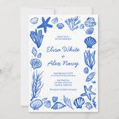 Seashells Lijst Beach Wedding CUSTOM FOTO Kaart (Voorkant)