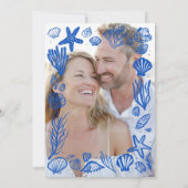Seashells Lijst Beach Wedding CUSTOM FOTO Kaart (Achterkant)