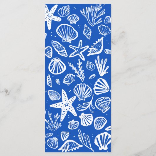 Seashells Lijst Beach Wedding Custom Party Menu (Achterkant)