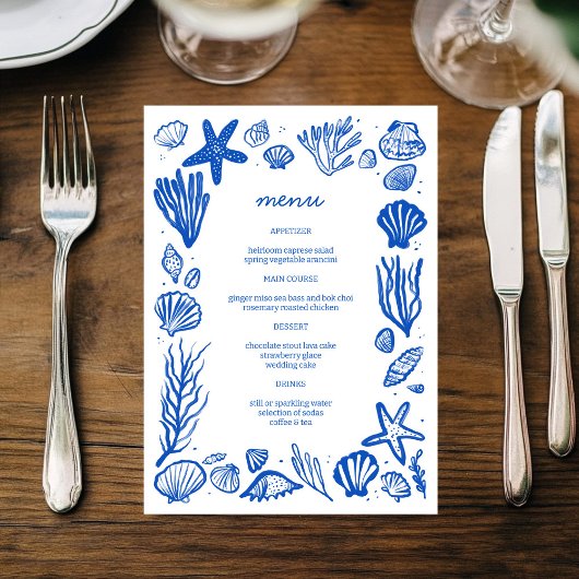 Seashells Lijst Beach Wedding Custom Party Menu