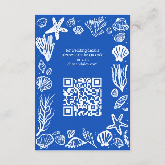 Seashells Lijst Beach Wedding CUSTOM QR Code Informatiekaartje (Voorkant)