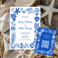 Seashells Lijst Beach Wedding CUSTOM QR Code