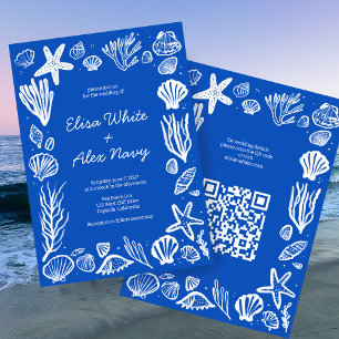 Seashells Lijst Beach Wedding CUSTOM QR Code Kaart