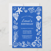 Seashells Lijst Verjaardagsfeest Blue Beach CUSTOM Kaart (Voorkant)