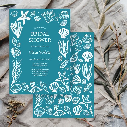 Seashells Lijst Vrijgezellenfeest Blauwgroen Stran Kaart