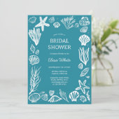 Seashells Lijst Vrijgezellenfeest Blauwgroen Stran Kaart (Staand voorkant)