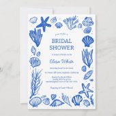 Seashells Lijst Vrijgezellenfeest Blue Beach CUSTO Kaart (Voorkant)