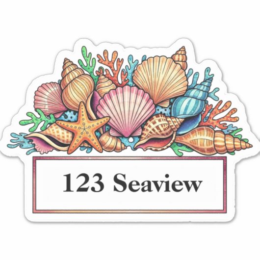 Seashells mailbox address sticker (Voorkant)