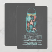 Seashells mason jar strand bruiloft uitnodigingen (Voorkant / Achterkant)