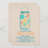 Seashells mason jar strand bruiloft uitnodigingen (Voorkant / Achterkant)