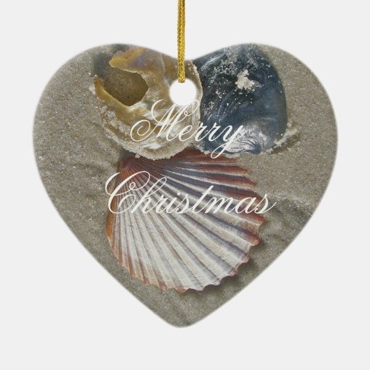Seashells Merry KerstOrnament Keramisch Ornament (Achterkant)