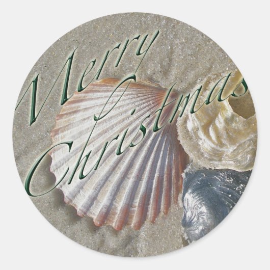 Seashells Merry Kerstseries Ronde Sticker (Voorkant)