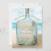 Seashells Message in a Bottle | Nautical Wedding Kaart (Voorkant)