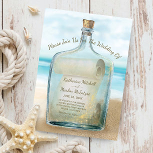 Seashells Message in a Bottle   Nautical Wedding Kaart