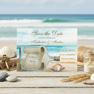 Seashells Message in a Bottle Nautical Wedding Save The Date