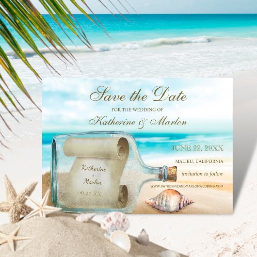 Seashells Message in a Bottle | Nautical Wedding Save The Date