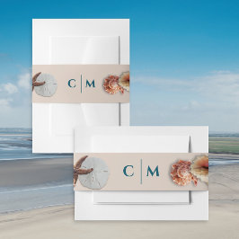 Seashells Monogram Initialen bruiloft Uitnodigingen Wikkel