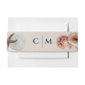 Seashells Monogram Initialen bruiloft Uitnodigingen Wikkel (Voorkant Voorbeeld)