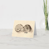 Seashells Monogrammed Cream Note Kaart (Voorkant)