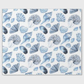 Seashells naadloos patroon in blauw cadeaupapier (Vlak)