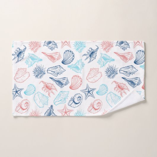 Seashells naadloze patroon Badhanddoek Set Bad Handdoek (Handdoek)