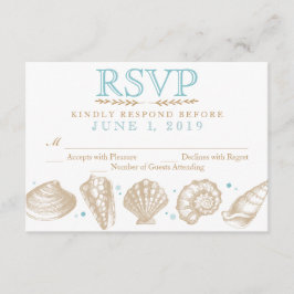 Seashells Nautical Beach Wedding RSVP Tan/Aqua