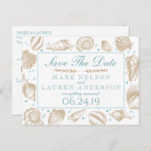 Seashells Nautical Beach Wedding | Save the date Aankondigingskaart (Voorkant / Achterkant)
