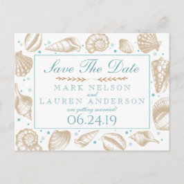 Seashells Nautical Beach Wedding | Save the date Aankondigingskaart
