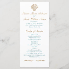 Seashells Nautical Beach Wedding Tan / Aqua-progra Programmakaart