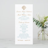Seashells Nautical Beach Wedding Tan / Aqua-progra Programmakaart (Staand voorkant)
