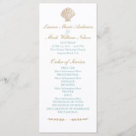 Seashells Nautical Beach Wedding Tan / Aqua-progra Programmakaart